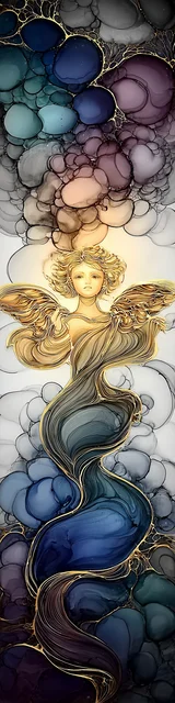 Free abstract angel art bookmark featuring a jewel toned abstract angel